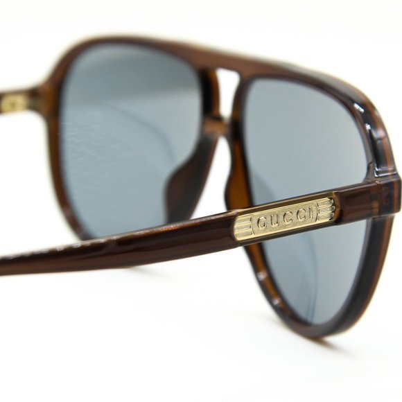 NEW GUCCI GG0935S 007 BROWN BLUE PILOT AUTHENTIC MEN SUNGLASSES 60-12-145 - Picture 5 of 11